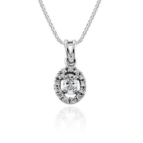 Steffans Oval & RBC Diamond Micro Set Frame Platinum Cluster Pendant with Platinum Chain (0.14ct)