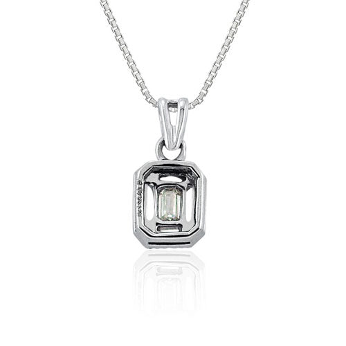 Steffans Emerald & RBC Diamond Micro Set Frame Platinum Cluster Pendant with Platinum Chain (0.14cts)