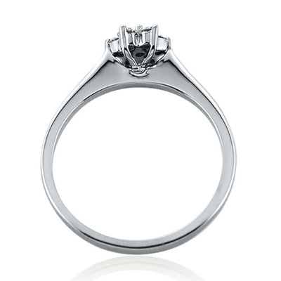 Steffans RBC Diamond Claw Set, Platinum Engagement Cluster Ring (0.25ct)