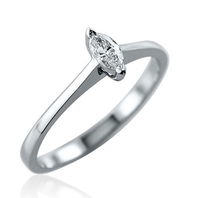 Steffans Marquise Cut Diamond Claw Set, Platinum Solitaire Engagement Ring (0.18ct)
