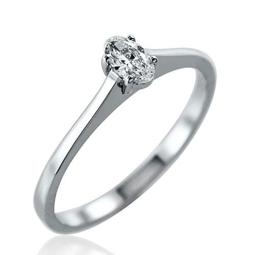 Steffans Oval Diamond Claw Set, Platinum Solitaire Engagement Ring (0.18ct)