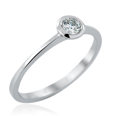Steffans RBC Diamond Rub-Over, Platinum Solitaire Engagement Ring (0.18ct)
