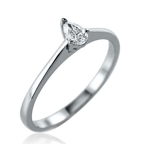 Steffans Pear Diamond Claw Set, Platinum Solitaire Engagement Ring (0.18ct)