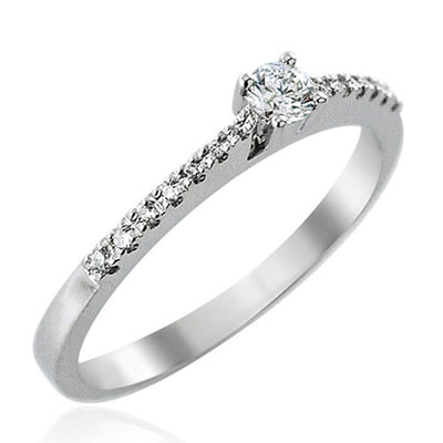 Steffans RBC Diamond, Platinum Solitaire Engagement Ring with Micro Set Diamond Tapered Shoulders (0.25ct)