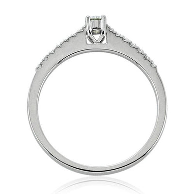 Steffans RBC Diamond, Platinum Solitaire Engagement Ring with Micro Set Diamond Tapered Shoulders (0.25ct)