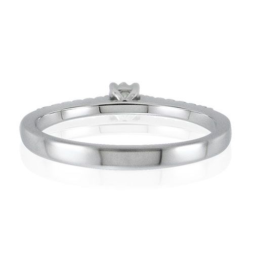 Steffans RBC Diamond, Platinum Solitaire Engagement Ring with Micro Set Diamond Tapered Shoulders (0.25ct)