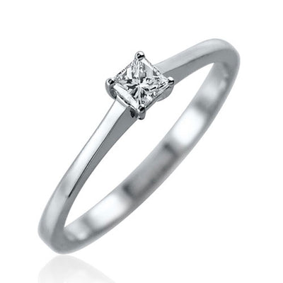 Steffans Princess Cut Diamond Claw Set, Platinum Solitaire Engagement Ring (0.18ct)