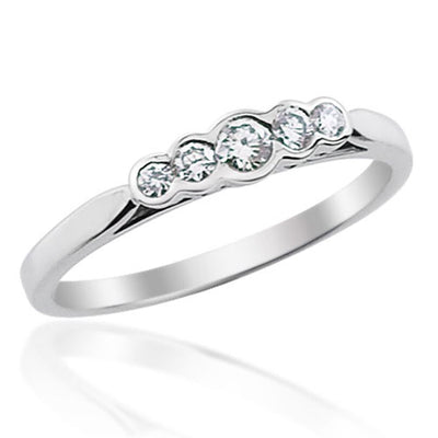 Steffans RBC Diamond Half Rub-Over 5 Stone, Platinum Graduating Engagement Ring (0.20ct)