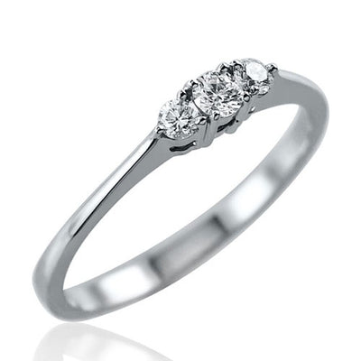 Steffans RBC Diamond Claw Set, 3 Stone Platinum Engagement Ring (0.18ct)
