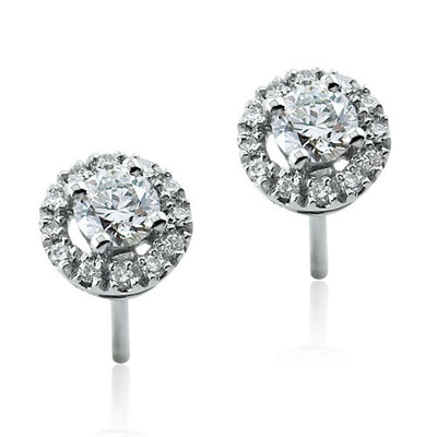 Steffans RBC Diamond Micro Set Frame Platinum Cluster Stud Earrings (0.40ct)