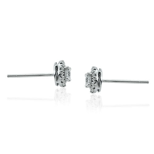 Steffans RBC Diamond Micro Set Frame Platinum Cluster Stud Earrings (0.40ct)