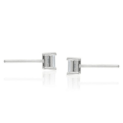 Steffans Baguette Cut Diamond Claw Set Platinum Stud Earrings (0.35ct)