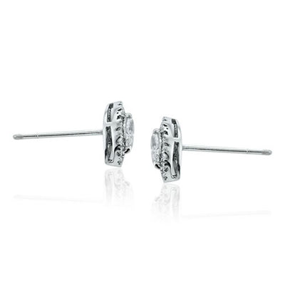 Steffans Marquise Cut Diamond Micro Set Frame Platinum Cluster Stud Earrings (0.40ct)