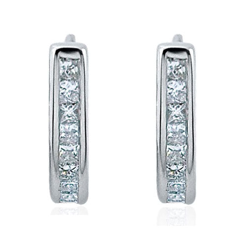 Steffans Princess Cut Diamond Channel Set Platinum Half Hoop Earrings (0.35ct)