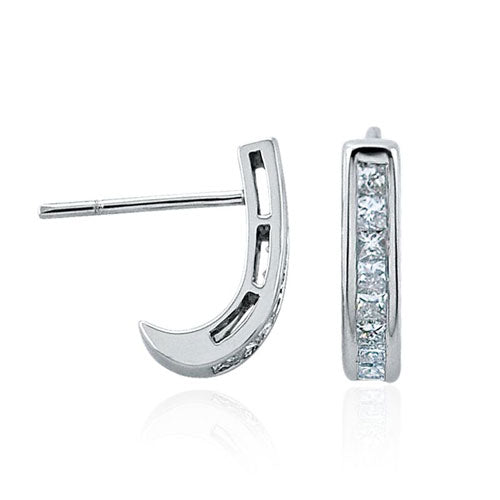 Steffans Princess Cut Diamond Channel Set Platinum Half Hoop Earrings (0.35ct)