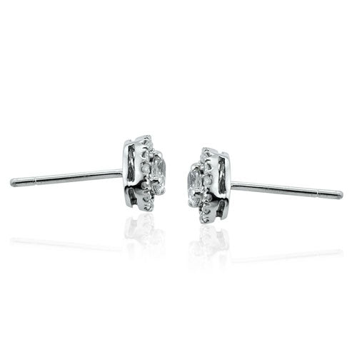 Steffans Oval Shaped Diamond Micro Set Frame Platinum Cluster Stud Earrings (0.40ct)