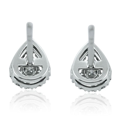 Steffans Pear Shaped Diamond Micro Set Frame Platinum Cluster Stud Earrings (0.40ct)