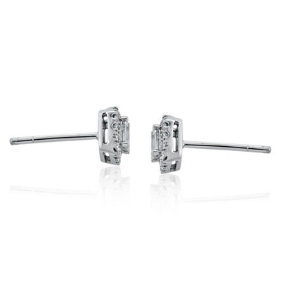 Steffans Emerald Cut Diamond Micro Set Frame Platinum Cluster Stud Earrings (0.40ct)