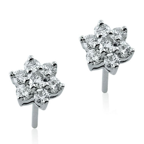 Steffans RBC Cut Diamond Claw Set Platinum Cluster Stud Earrings (0.40ct)