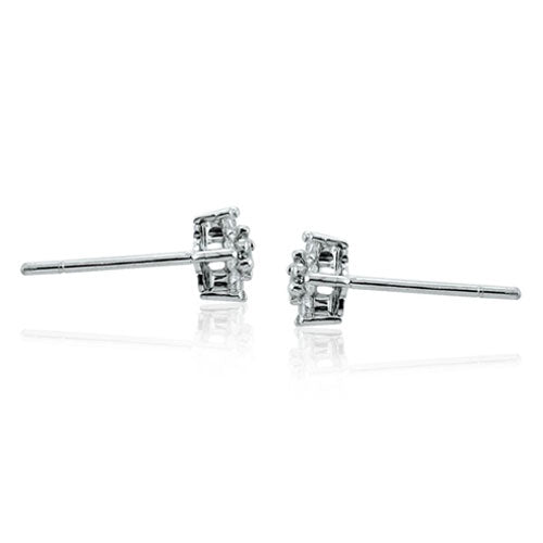 Steffans RBC Cut Diamond Claw Set Platinum Cluster Stud Earrings (0.40ct)