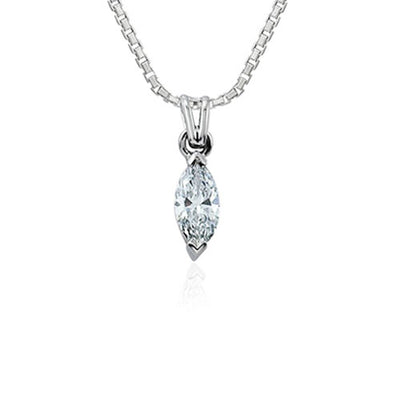 Steffans Marquise Cut Diamond Claw Set Solitaire Platinum Pendant with Platinum Chain (0.23ct)