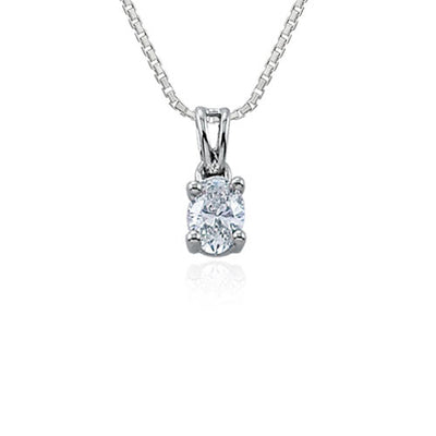 Steffans Oval Shaped Diamond Claw Set Solitaire Platinum Pendant with Platinum Chain (0.23ct)
