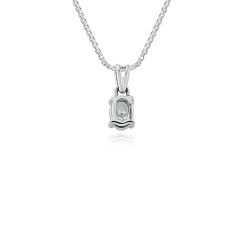 Steffans Oval Shaped Diamond Claw Set Solitaire Platinum Pendant with Platinum Chain (0.23ct)