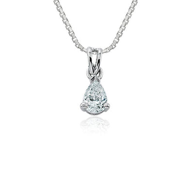 Steffans Pear Shaped Diamond Claw Set Solitaire Platinum Pendant with Platinum Chain (0.23ct)