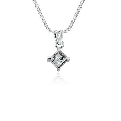 Steffans Princess Cut Diamond Claw Set Solitaire Platinum Pendant with Platinum Chain (0.23ct)