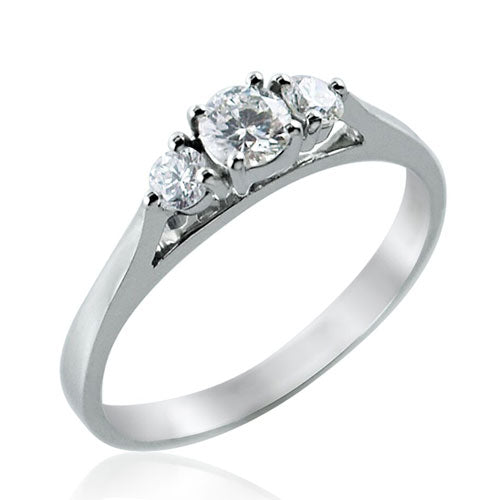 Steffans RBC Diamond Claw Set 3 Stone Platinum Engagement Ring (0.40ct)