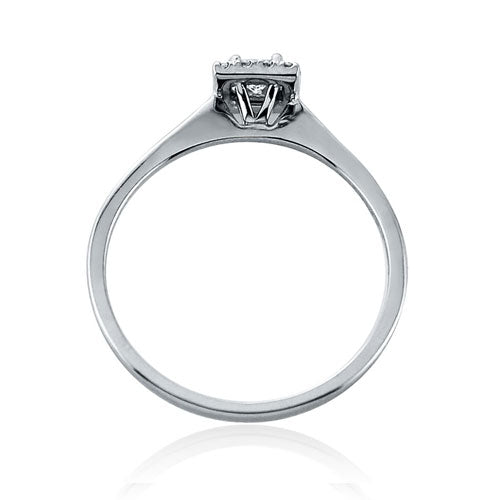 Steffans Princess Cut & RBC Diamond Micro Set Frame Platinum Cluster Engagement Ring (0.40ct)