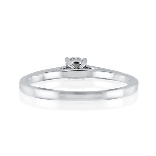 Steffans RBC Diamond Platinum Solitaire Engagement Ring with Micro Set Diamond Shoulders (0.38ct)