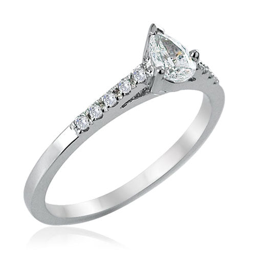 Steffans Marquise Cut Diamond Platinum Solitaire Engagement Ring with Micro Set Diamond Shoulders (0.38ct)
