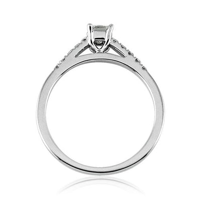 Steffans Princess Cut Diamond Platinum Solitaire Engagement Ring with Micro Set Diamond Shoulders (0.38ct)