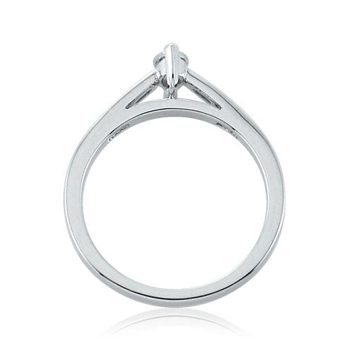 Steffans Marquise Cut Diamond Platinum Solitaire Engagement Ring with Channel Set Diamond Shoulders (0.33ct)