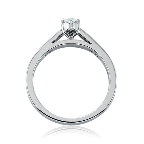Steffans Pear Shaped Diamond Platinum Solitaire Engagement Ring with Channel Set Diamond Shoulders (0.33ct)
