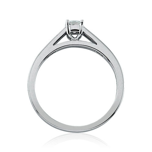 Steffans Princess Cut Diamond Platinum Solitaire Engagement Ring with Channel Set Diamond Shoulders (0.33ct)