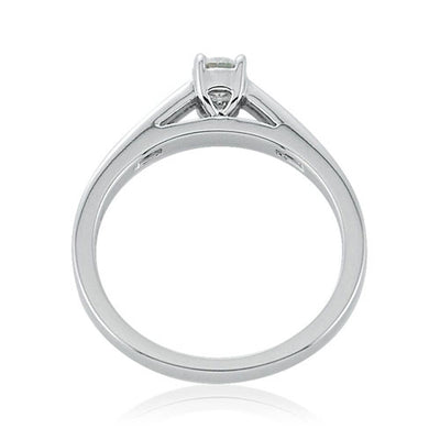 Steffans RBC Diamond Platinum Solitaire Engagement Ring with Channel Set Princess Cut Diamond Shoulders (0.33ct)