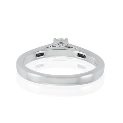 Steffans RBC Diamond Platinum Solitaire Engagement Ring with Channel Set Princess Cut Diamond Shoulders (0.33ct)