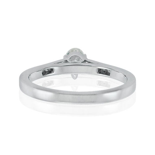 Steffans Pear Shaped Diamond Platinum Solitaire Engagement Ring with Channel Set Princess Cut Diamond Shoulders (0.33ct)