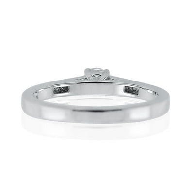 Steffans RBC Diamond Platinum Solitaire Engagement Ring with Channel Set French Cut Diamond Shoulders (0.33ct)