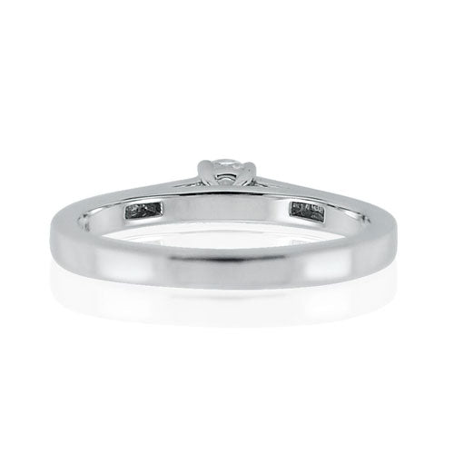 Steffans RBC Diamond Platinum Solitaire Engagement Ring with Channel Set French Cut Diamond Shoulders (0.33ct)