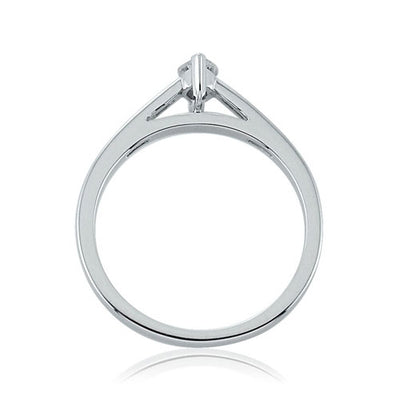 Steffans Marquise Cut Diamond Platinum Solitaire Engagement Ring with Channel Set French Cut Diamond Shoulders (0.33ct)