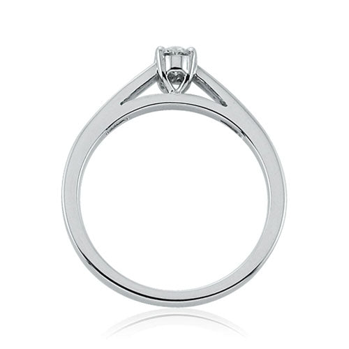 Steffans Oval Shaped Diamond Platinum Solitaire Engagement Ring with Channel Set French Cut Diamond Shoulders (0.33ct)
