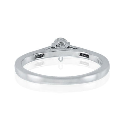 Steffans Pear Shaped Diamond Platinum Solitaire Engagement Ring with Channel Set French Cut Diamond Shoulders (0.33ct)