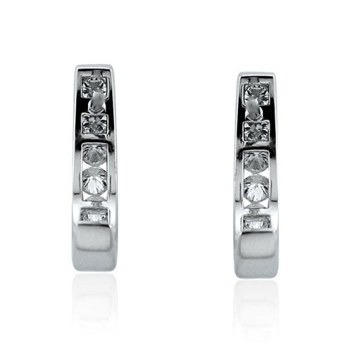 Steffans RBC Diamond Channel Set Platinum Half Hoop Earrings (0.70ct)