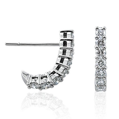 Steffans RBC Diamond Shared Claw Set Platinum Half Hoop Earrings (0.70ct)