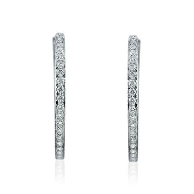 Steffans RBC Diamond Grain Set Platinum Hoop Earrings (0.40ct)