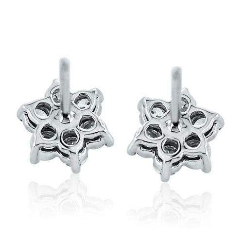Steffans RBC Diamond Claw Set Platinum Cluster Stud Earrings (0.80ct)
