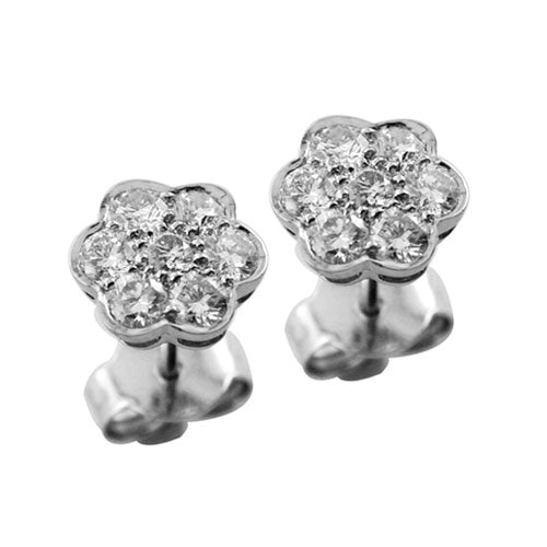 Steffans RBC Diamond Grain Set Platinum Cluster Stud Earrings (0.80ct)
